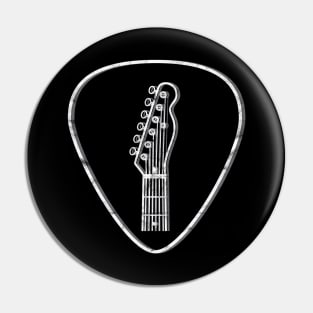 T-Style Guitar Headstock Guitar Pick Dark Theme Pin