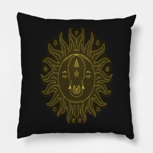 golden sun and moon Pillow