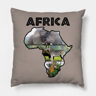 Africa Wildlife Continent Collage Pillow