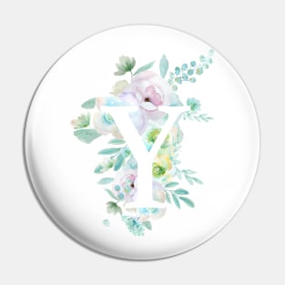 Botanical alphabet Y green and purple flowers Pin