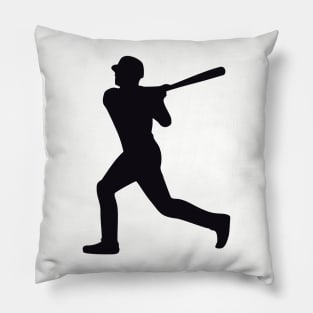 Baseball Player Silhouette - Black Pillow