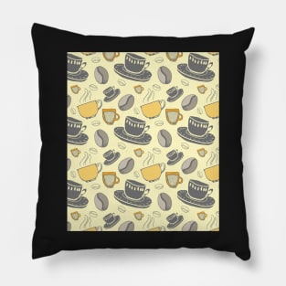 Coffee Pattern Yellow Grey Pillow