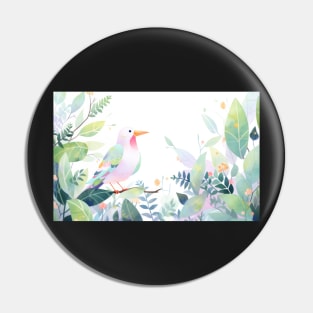 Whimsical and Cute Watercolor Bird Pin