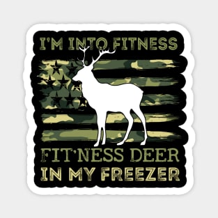 Hunting I'm Into Fitness Fit'ness Deer In My Freezer USA FLAG Magnet