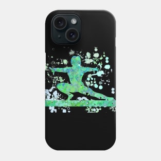 Gymnastics Beam Watercolor Design in Blues and Greens Phone Case