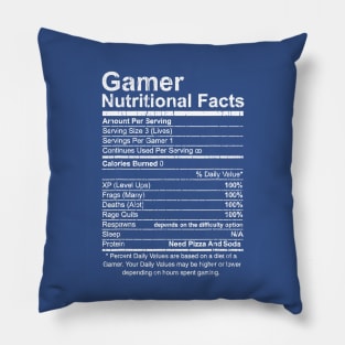 Gamer Nutritional Facts Pillow