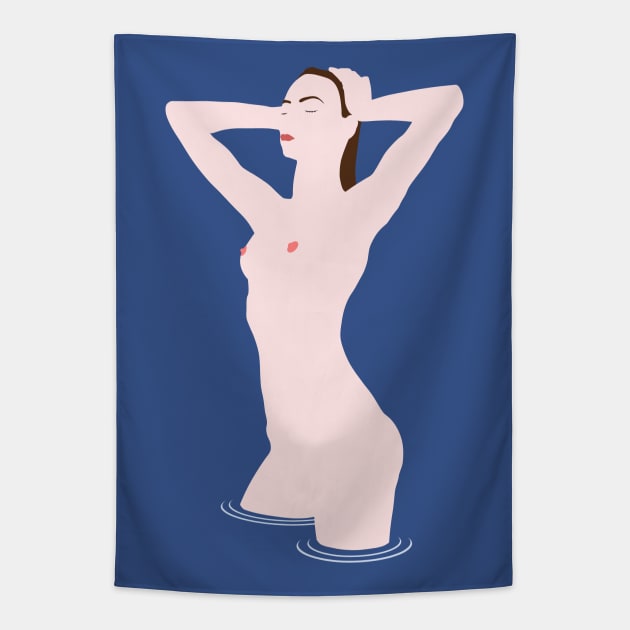 Bathing Beauty brunette Tapestry by jintetsu