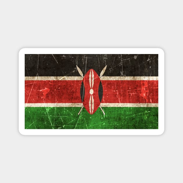 Vintage Aged and Scratched Kenyan Flag Magnet by jeffbartels