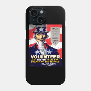 WWI Volunteer For Service Advertisement With Uncle Sam Restored Print Phone Case