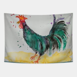 Colourful Rooster, rooster art, watercolour rooster Tapestry