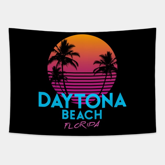 Daytona Beach Florida Retro 80's Sunset Tapestry by OCSurfStyle