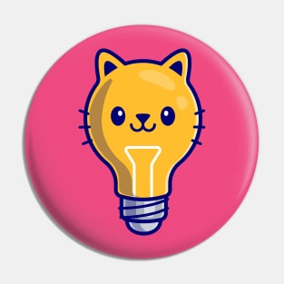 Cute Bulb Cat Cartoon Illustration Pin