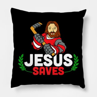 Saves Goalie Ice Hockey Jesus Christ Pillow