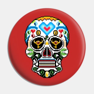 8-Bit Sugar Skull Pin