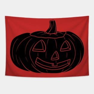 Happy Jack O' Lantern Black Silhouette Tapestry