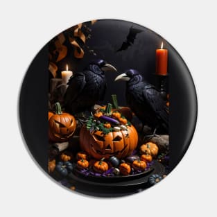 Vegan Halloween with Ravens Pin