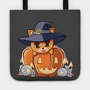 Red cat in a pumpkin Tote