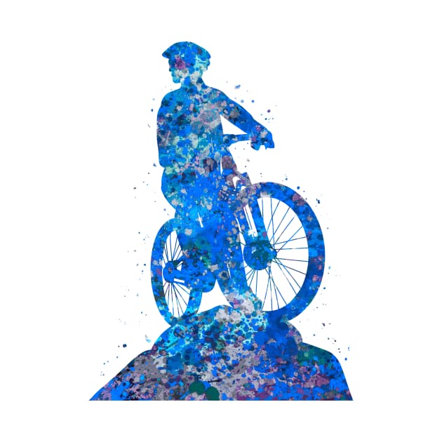 Downhill mountain biker blue art by Yahya Art