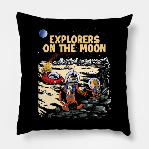 Explorers on the Moon Pillow by Zascanauta