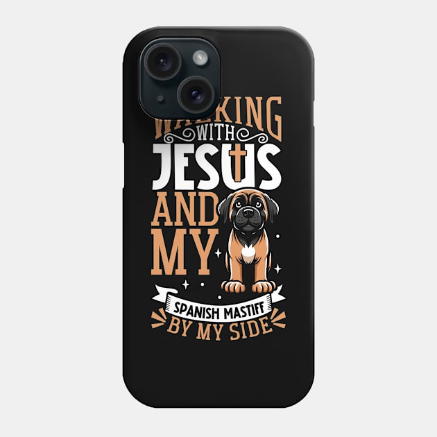 Jesus and dog - Mastín Español Phone Case by Modern Medieval Design