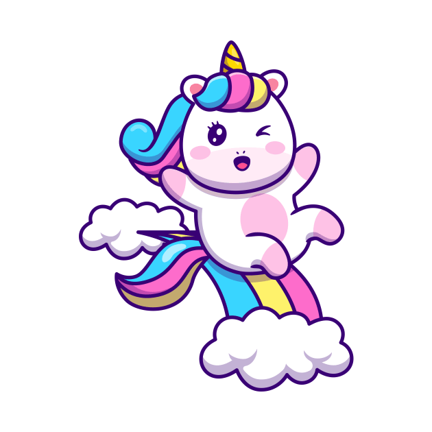 Cute Unicorn Sliding On Rainbow by Catalyst Labs