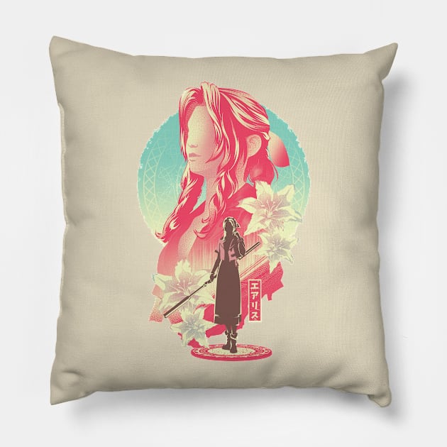 The Flower Girl v2 Pillow by HyperTwenty