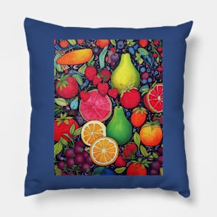 Bright Mixed Fruits Pattern Pillow