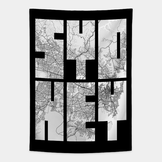 Sydney, Australia City Map Typography - Light Tapestry by deMAP Studio