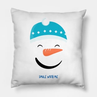 Happy Snowman Smiley Face Pillow