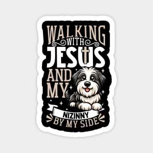 Jesus and dog - Polish Lowland Sheepdog Magnet