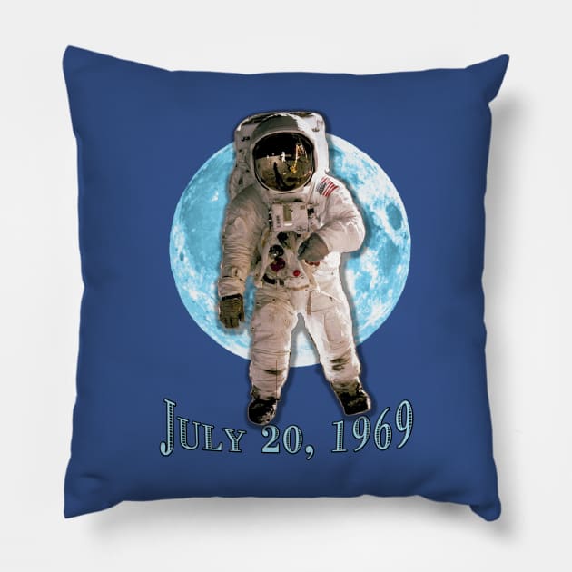 APOLLO 11 Astronaut Moon Landing Blue Moon Pillow by Scarebaby