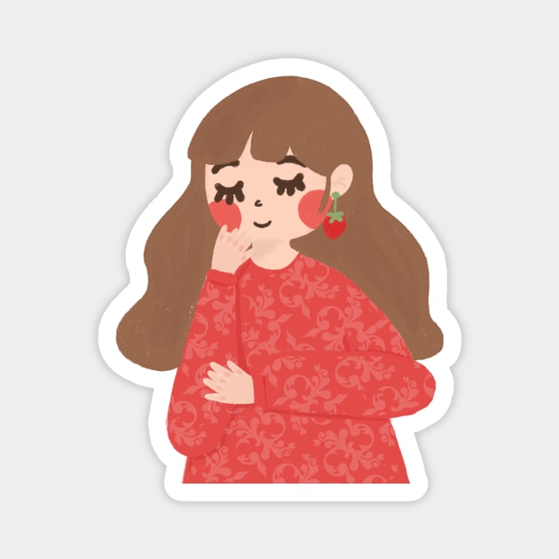 Strawberry girl Magnet by hayouta shop