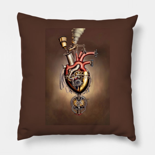 Steampunk mechanical heart Pillow by Dendros-Studio