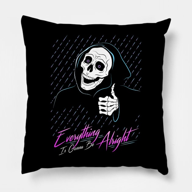 Grim Reaper Everything Is Gonna Be Alright Thumbs Up Pillow by original84collective