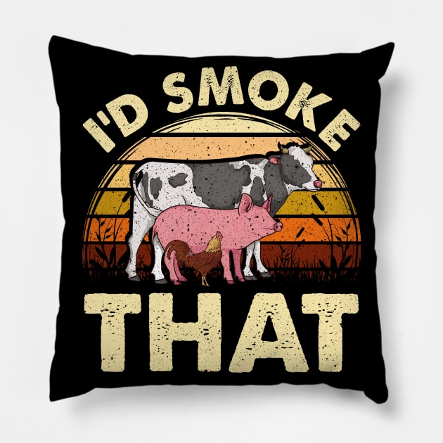 'd Smoke That Vintage Meat Smoker Gift Funny BBQ Pitmasters Pillow by Proficient Tees