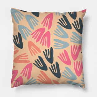 Papier Découpé Modern Abstract Cutout Pattern Pink, Steel Blue, and Apricot Pillow