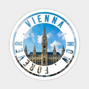 Vienna city hall Rathaus round stamp design Magnet