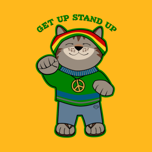 Get Up Stand Up Rasta Cat T-Shirt