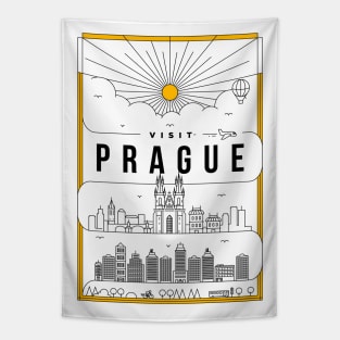 Prague Minimal Lineal Poster Tapestry