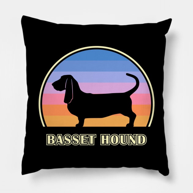 Basset Hound Vintage Sunset Dog Pillow by millersye