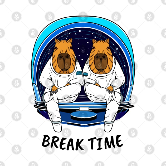 Break Time, Cute Capybara Astronauts by micho2591