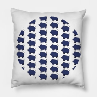 Blue Pig Pattern Pillow