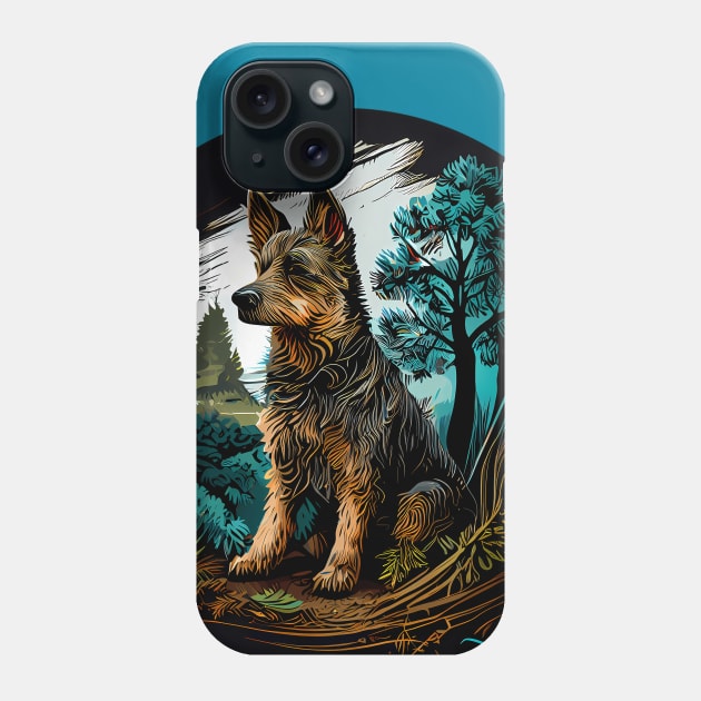 Decisive Looking Dog in a Forest Diorama Phone Case by Amour Grki