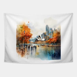 Sydney Australia watercolor pattern Tapestry