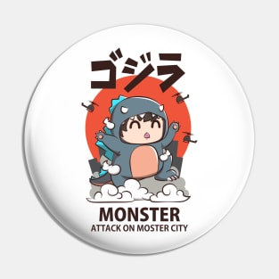 Monster attack city cute Pin