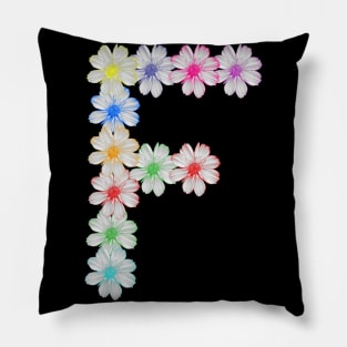 Letter F, flower, cosmos flowers, floral, nature Pillow