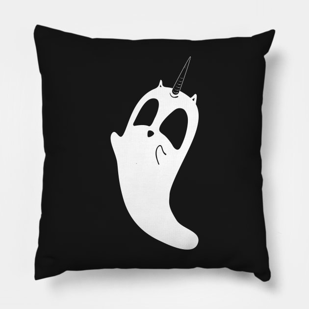 Unicorn Cat Ghost Pillow by Surplusweird