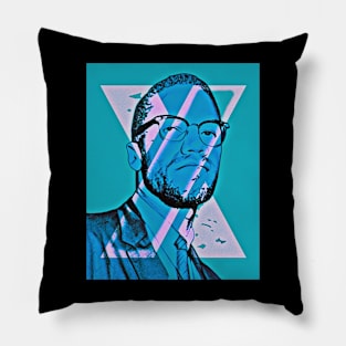 Malcolm X Blue Pillow