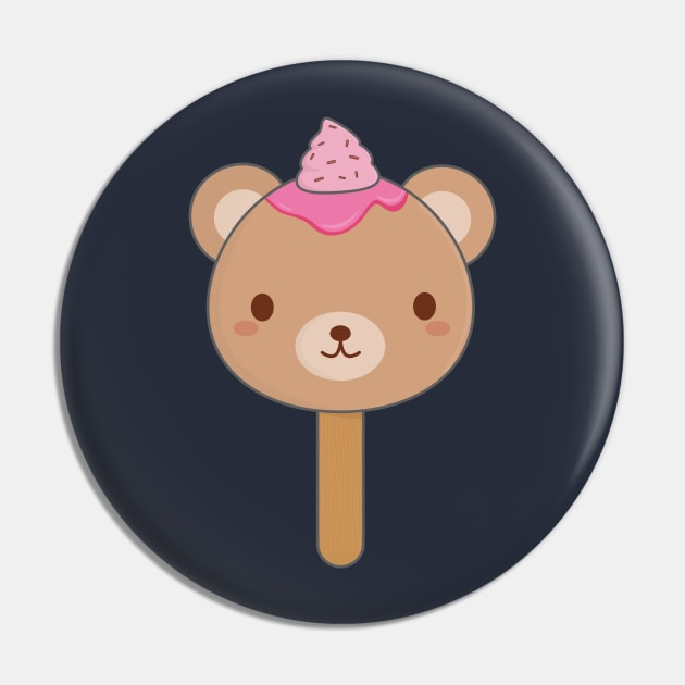 Cute Brown Bear Ice Cream T-Shirt Pin by happinessinatee