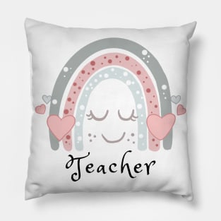 Cute Boho Teacher Rainbow Pillow